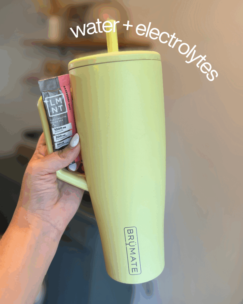 water and electrolyte lmnt and brumate water bottle
