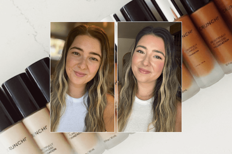 before and after with crunchi non toxic makeup