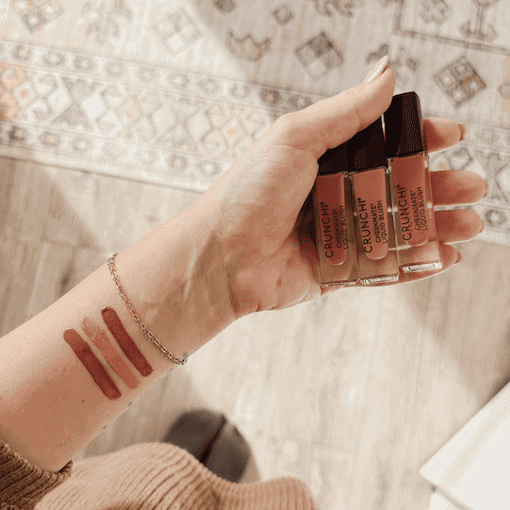 crunchi liquid blush swatches on arm